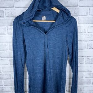 Icebreaker Merino Wool Hoodie Blue Cool-Lite Lightweight Pullover Top Womens XS